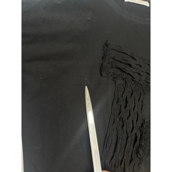 Plain People Japan Black Textured Lace Tshirt Minimalist Streetwear Neutral sz 2 - Picture 6 of 8